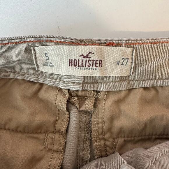 Hollister Y2K Style Micro Mini Low Rise Khaki Shorts Size 27 (5) Booty Preppy - Picture 6 of 7